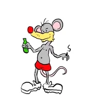 sick rat drinking booze and pissing